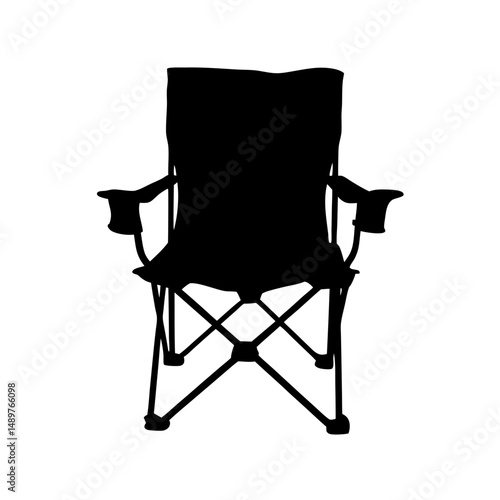 Portable chair silhouette for camping and outdoor leisure vector illustration