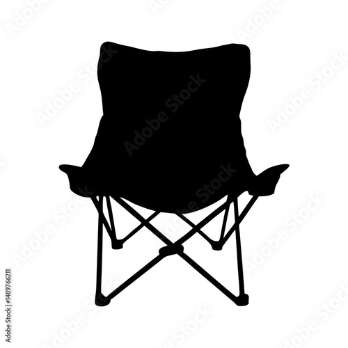 Portable chair silhouette for camping and outdoor leisure vector illustration