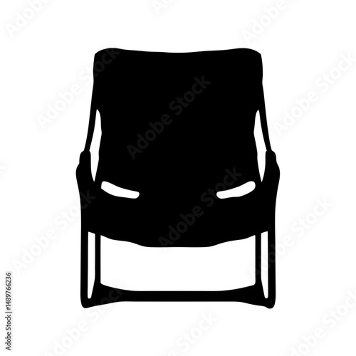 Portable chair silhouette for camping and outdoor leisure vector illustration