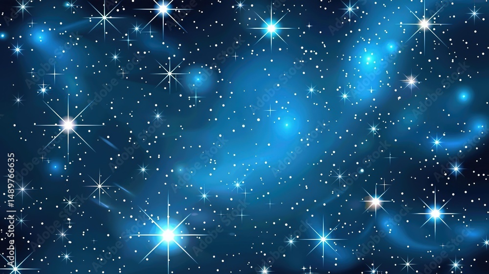 Obraz premium Whimsical Cosmos: Playful Cartoon Blue Space Backgrounds with Charming Star Illustrations for Creative Projects