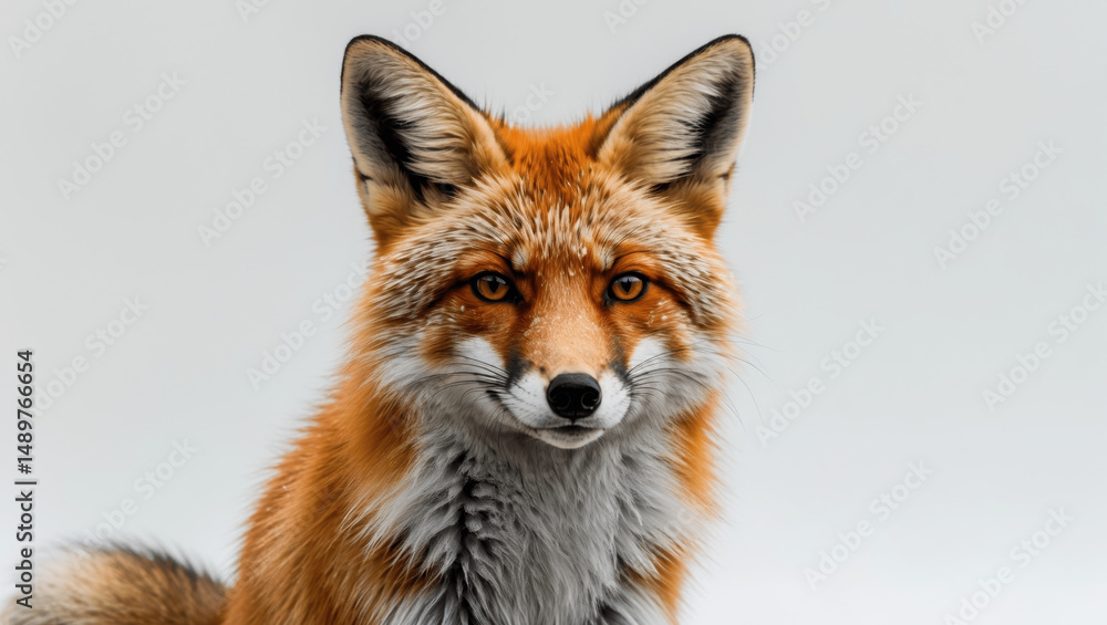 Fototapeta premium Red Fox with Autumn Leaves