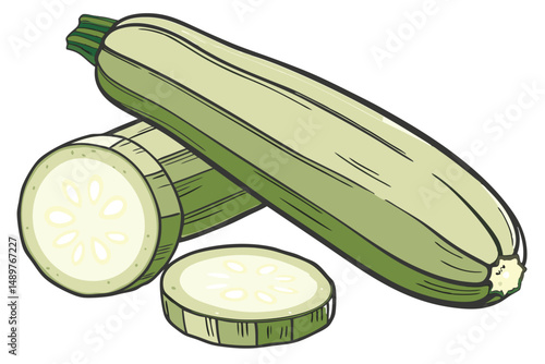 65 closeup of fresh, ripe green zucchini or courgette, vibrant colors, natural lighting, high detail, realistic, 8k resolution