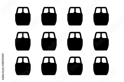Gondola cable car lift silhouette set vector illustration