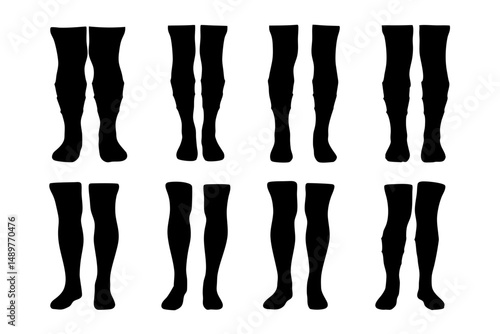 Man legs with high socks silhouette pose set vector illustration