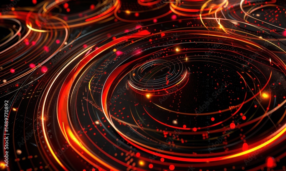 Obraz premium Abstract Red Orange Circles Technology Background