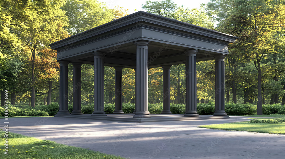 3D Render Grecian Pavilion in Woods 3D Render Grecian Pavilion in Woods