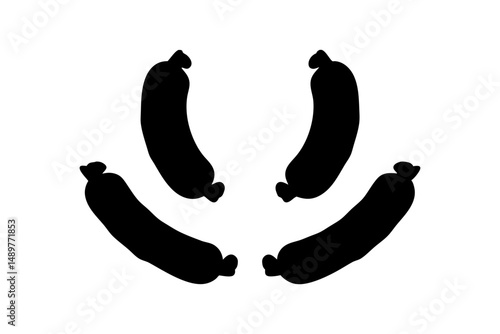 Pair of sausage silhouettes black food icon set vector illustration