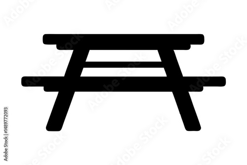Picnic table with bench black silhouette collection vector illustration