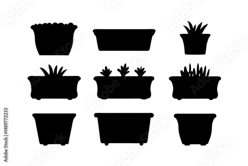 Wallpaper Mural Planter box black silhouette container icon set vector illustration Torontodigital.ca