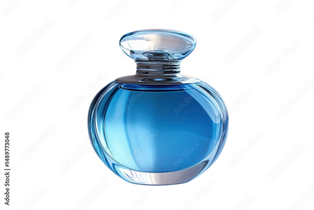 An elegant translucent blue fragrance bottle whispering luxury and sophistication evoking on transparent background An elegant translucent blue fragrance bottle whispering luxury and sophistication evoking on transparent background