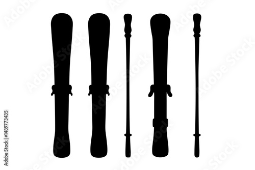 Winter sports equipment silhouette set vector illustration