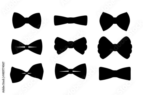 Black tie fashion icon silhouettes vector illustration