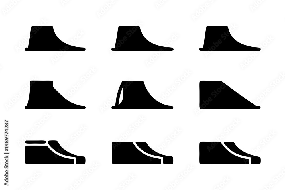 Skate ramp silhouette collection for extreme sports vector illustration Skate ramp silhouette collection for extreme sports vector illustration