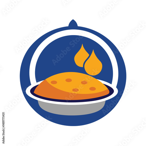 Roti and Curry Logo with Traditional Silver Plate