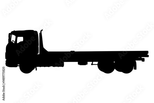 Flatbed truck with two axles silhouette set vector illustration