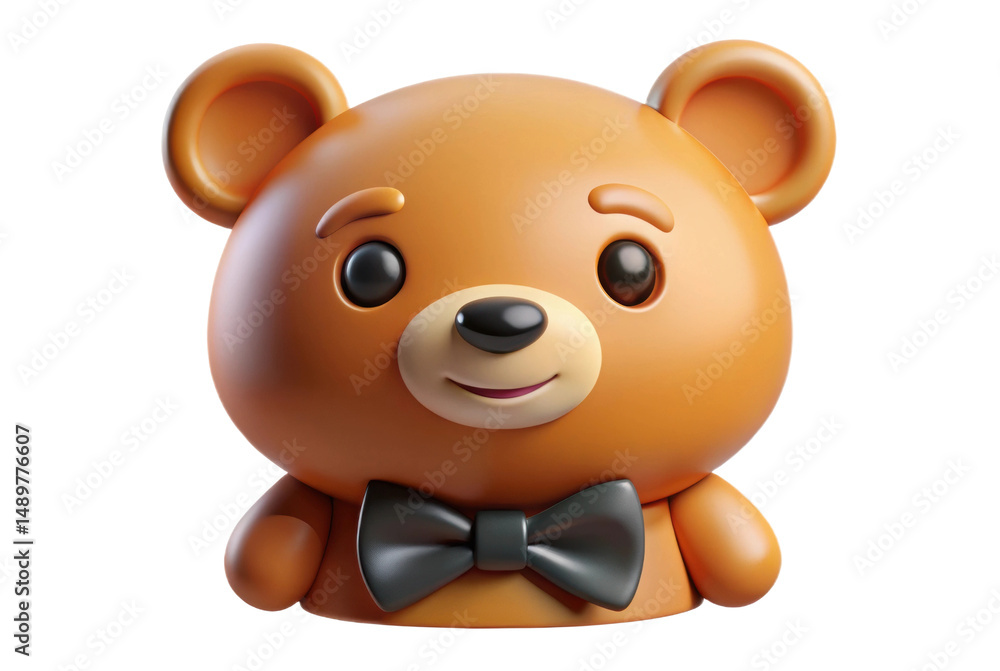 Fototapeta premium PNG Cute cartoon teddy bear with bow tie on white background