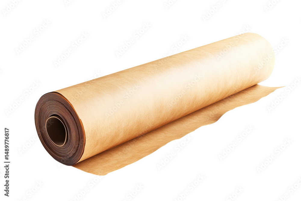 Crafting stories with a roll of parchment Imagine drafting on aged paper seeking inspiration on transparent background Crafting stories with a roll of parchment Imagine drafting on aged paper seeking inspiration on transparent background