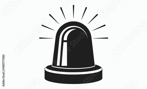 Emergency siren icon, Alert light silhouette, Warning beacon vector

