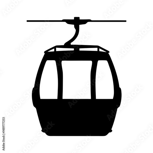 Gondola Cable Car Lift Silhouette Vector Illustration