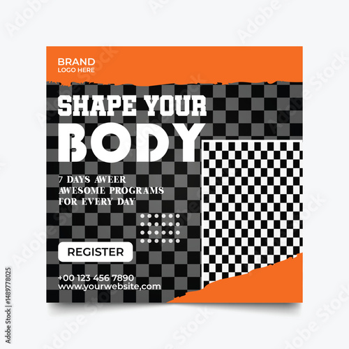 Shape Your Body Advertisement: A vibrant fitness advertisement, employing bold typography and design, targets individuals interested in reshaping their physique through daily programs. 