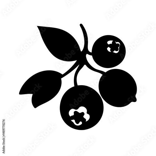Blueberry Fruit Minimalist Silhouette Vector Illustration