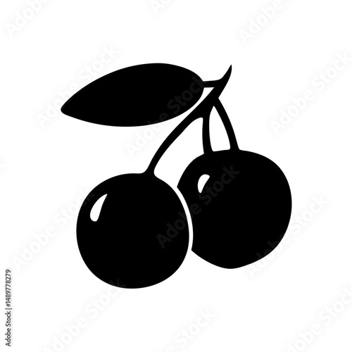 Blueberry Fruit Minimalist Silhouette Vector Illustration