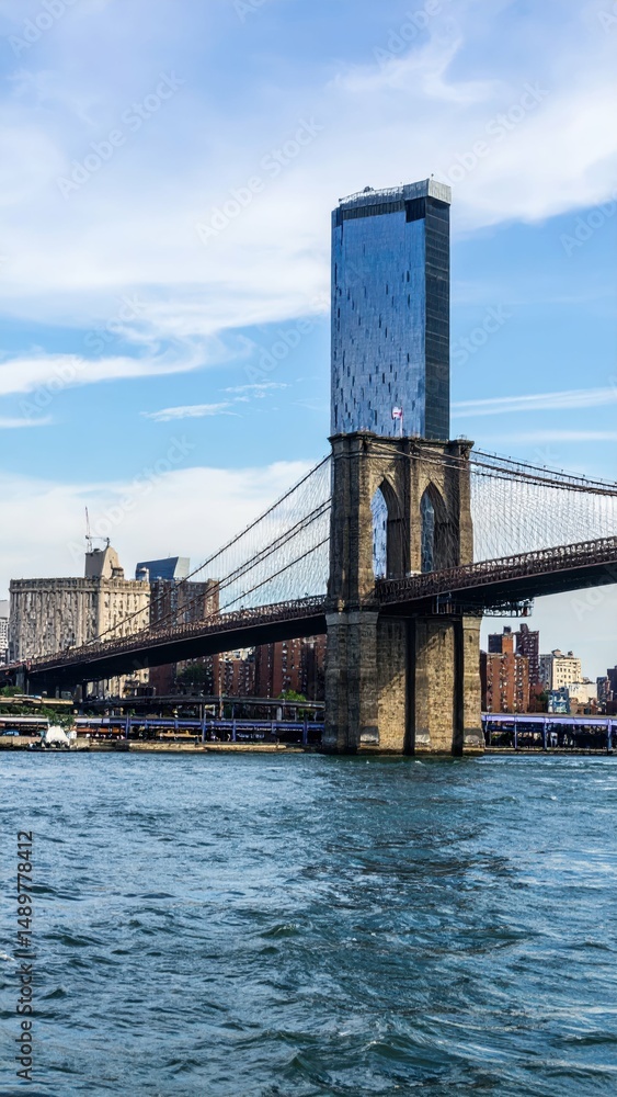 Obraz premium Iconic View of City Skyline and Bridge Over Water