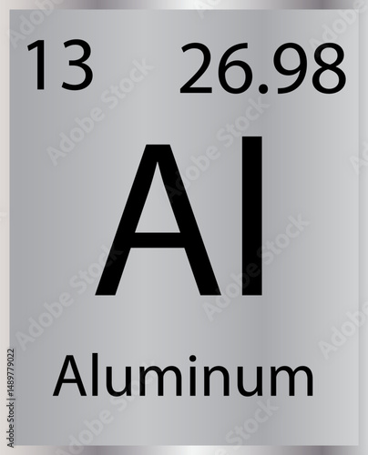 Aluminum Silver & Black Contrast Periodic Table Tile Icon