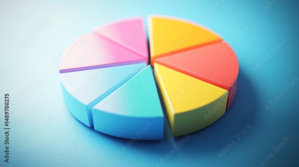 Obraz premium A creative D pie chart with animated effects, displaying vibrant colors and smooth transitions between segments, emphasizing the dynamic nature of financial analysis.
