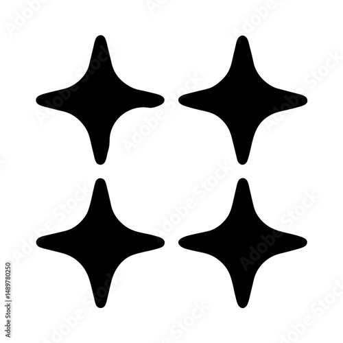 Sparkle four pointed star shape silhouettes vector illustration