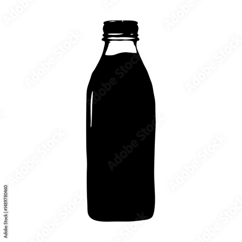 Kombucha bottle black silhouette soft drink icon vector illustration