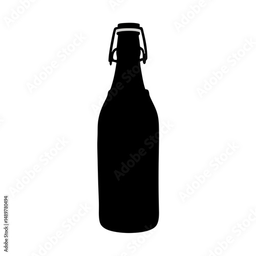 Kombucha bottle black silhouette soft drink icon vector illustration