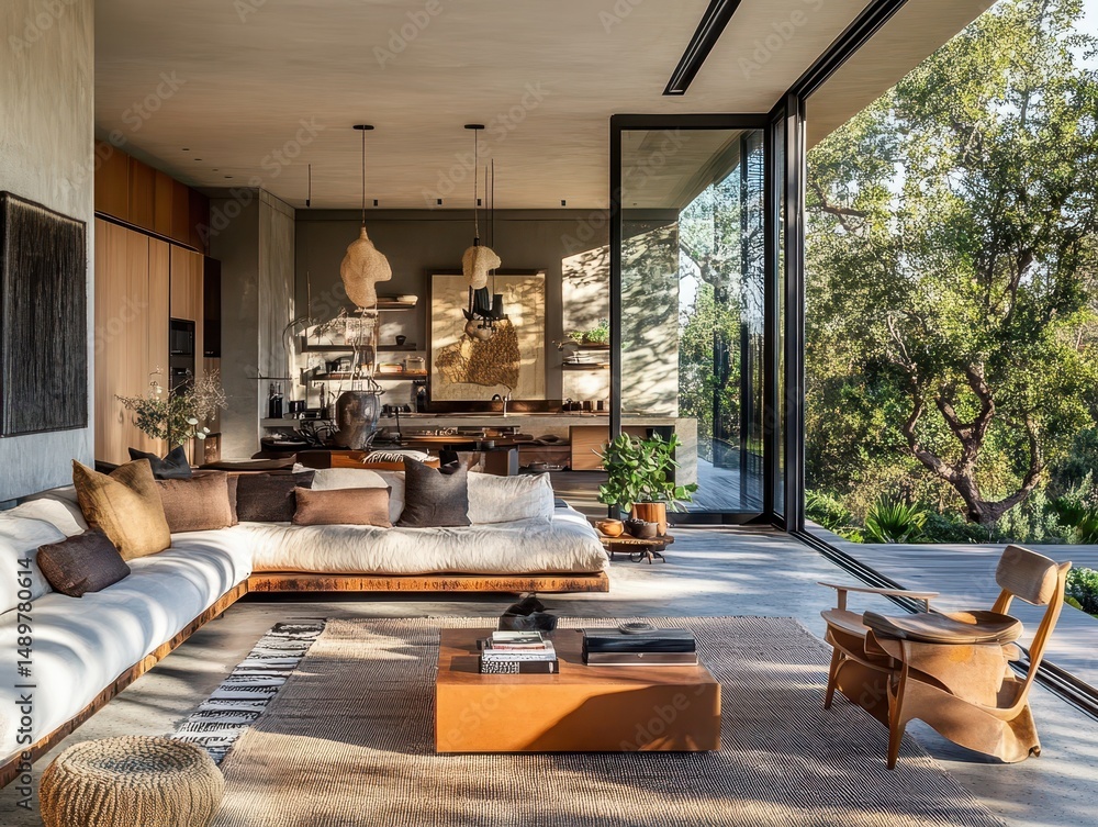 Fototapeta premium A Luxurious Modern Living Room with a Lshaped Sofa