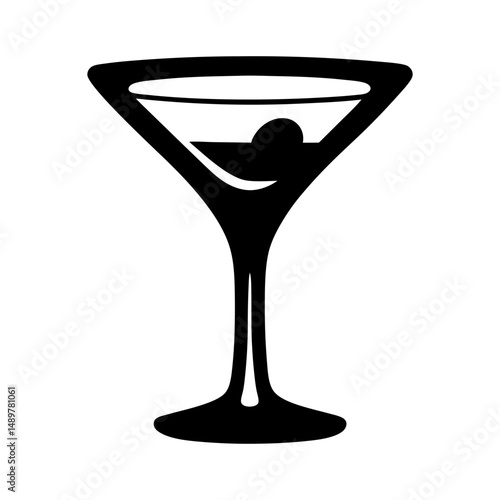 Martini glass with olive silhouette vector illustration