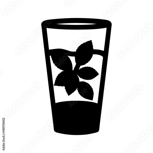 Mojito cocktail with mint silhouette vector illustration