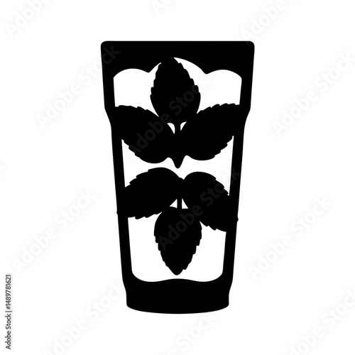 Mojito cocktail with mint silhouette vector illustration