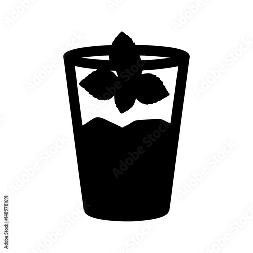 Mojito cocktail with mint silhouette vector illustration