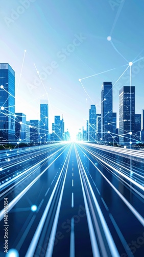 Urban Skyline with Leading Lines Capturing City Layout and Depth