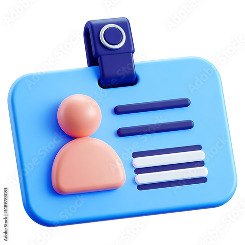 Driver license, id card, plastic card, badge icon. 3d render plastic style illustration