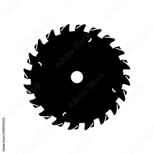 Circular saw blade cutting tool silhouette vector illustration