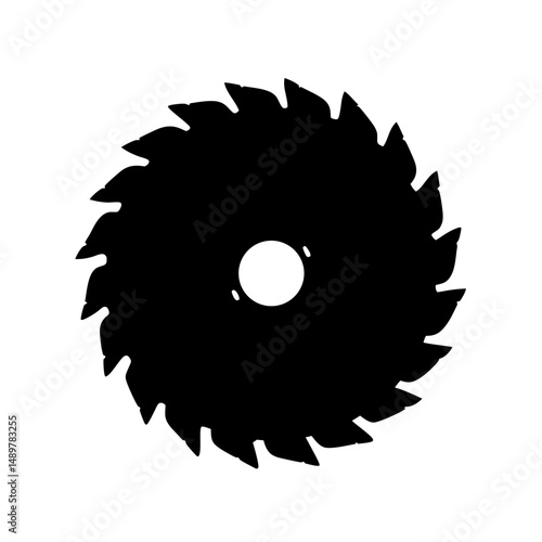 Circular saw blade cutting tool silhouette vector illustration