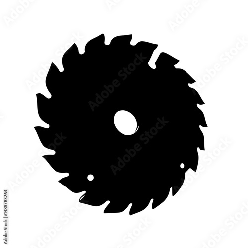 Circular saw blade cutting tool silhouette vector illustration