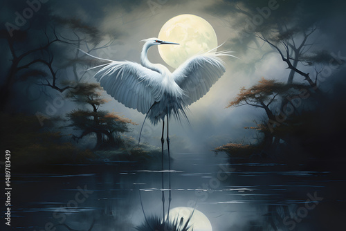 Wallpaper Mural heron in the water Torontodigital.ca