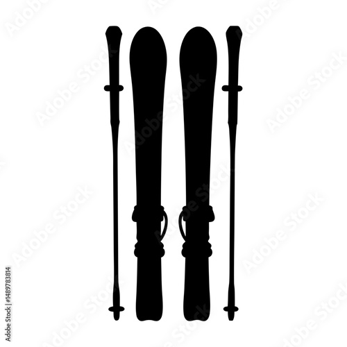 Winter sports equipment silhouette vector illustration