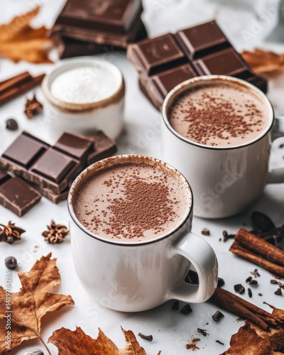 Cozy hot chocolate with fall spices