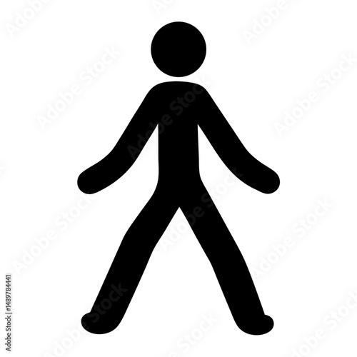 Minimalist pedestrian walking symbol silhouette vector illustration