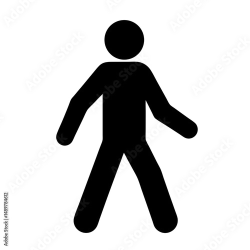 Minimalist pedestrian walking symbol silhouette vector illustration