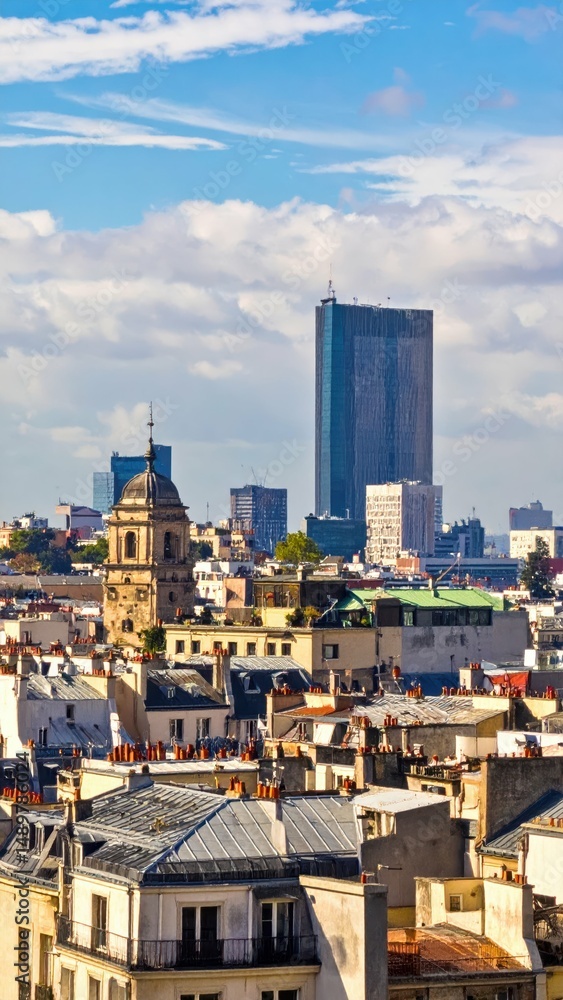 Naklejka premium Historical Skyline View of a Vibrant City with Unique Architecture