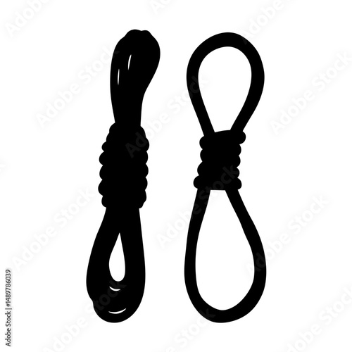 Rope coil in stylized silhouette vector illustration