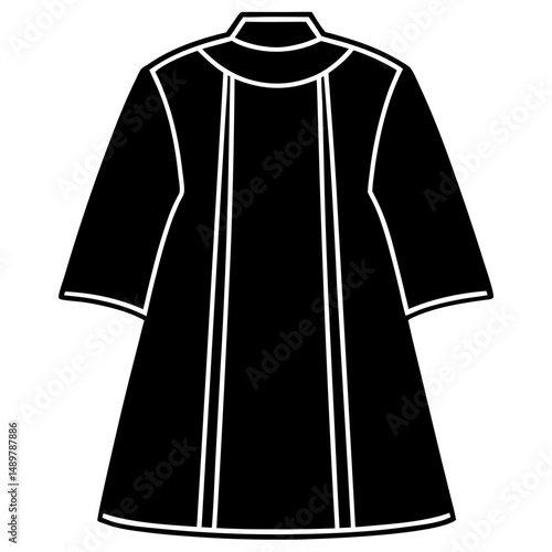 Simple Black Cassock Silhouette on White Background